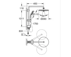 Duschsäule inkl. Umsteller GROHE Vitalio Joy 260 chrom 27357002