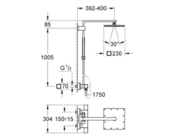Duschsäule inkl. Thermostat GROHE Euphoria Cube XXL System 230 chrom 26087000
