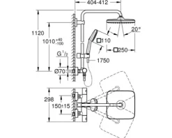 Duschsäule inkl. Thermostat Grohe Quickfix Vitalio Comfort 250 chrom glänzend 26697001