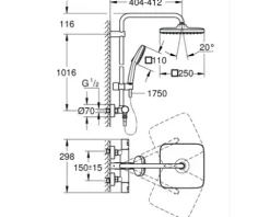 Duschsäule inkl. Thermostat Grohe Quickfix Vitalio Comfort 250 chrom glänzend 26696001