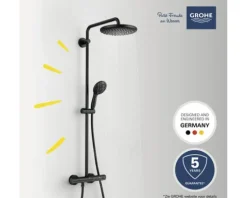 Duschsäule inkl. Thermostat Grohe Quickfix Vitalio Start 250 schwarz matt 266782431