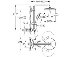 Duschsäule inkl. Thermostat Grohe Quickfix Vitalio Start 250 schwarz matt 266782431