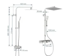 Duschsäule inkl. Thermostat Schütte Ocean chrom anthrazit