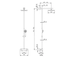 Duschsäule inkl. Thermostat Schulte Classic rund Black Style D9640 68