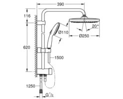 Duschsäule inkl. Umsteller Grohe Quickfix Vitalio Start 250 chrom glänzend 26680001