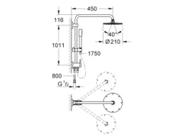 Duschsäule inkl. Umsteller GROHE Rainshower System 210 chrom 27058000