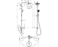 Duschsäule inkl. Umsteller hansgrohe Croma Showerpipe 220 1jet Reno chrom 27224000