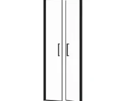 Duschtür in Nische mit Pendeltür Aurlane Black Calm 80 cm Profil schwarz Klarglas