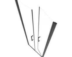 Duschtür in Nische mit Pendeltür Aurlane Black Calm 80 cm Profil schwarz Klarglas