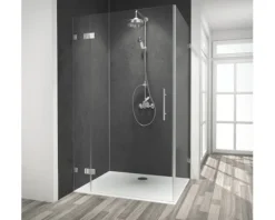 Duschtür mit Seitenwand mit Drehtür Schulte Davita 1000 x 1000 mm Klarglas inkl. Aufmaß, Anlieferung, Montage und Schmutzabweisender Glasbeschichtung Seitenwand rechts