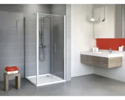 Duschtür mit Seitenwand mit Pendeltür SCHULTE Alexa Style 2.0 ExpressPlus 80 x 80 cm Profil aluminium Klarglas schmutzabweisende Glasbeschichtung