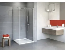 Duschtür mit Seitenwand mit Drehtür SCHULTE Alexa Style 2.0 ExpressPlus 80 x 80 cm Profil aluminium Klarglas schmutzabweisende Glasbeschichtung