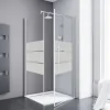 Duschtür mit Seitenwand mit Drehtür SCHULTE Alexa Style 2.0 ExpressPlus 90 x 90 cm Profil aluminium Glasdekor Depoli Light schmutzabweisende Glasbeschichtung