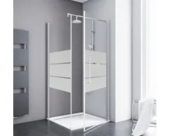 Duschtür mit Seitenwand mit Drehtür SCHULTE Alexa Style 2.0 ExpressPlus 90 x 90 cm Profil aluminium Glasdekor Depoli Light schmutzabweisende Glasbeschichtung