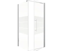 Duschtür mit Seitenwand mit Drehtür SCHULTE Alexa Style 2.0 ExpressPlus 90 x 90 cm Profil aluminium Glasdekor Depoli Light schmutzabweisende Glasbeschichtung