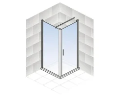 Duschtür mit Seitenwand mit Drehtür SCHULTE Alexa Style 2.0 ExpressPlus 90 x 90 cm Profil aluminium Glasdekor Depoli Light schmutzabweisende Glasbeschichtung
