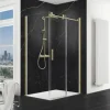 Duschtür mit Seitenwand mit Gleittür/Schiebetür SCHULTE MasterClass ExpressPlus 140 x 90 cm Profil gold Klarglas Türanschlag rechts Seitenwandanschlag links