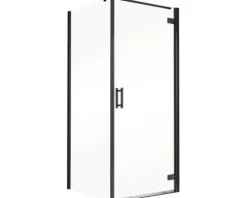 Duschtür mit Seitenwand mit Pendeltür SCHULTE TouraPlus ExpressPlus 80 x 80 cm Profil schwarz Klarglas schmutzabweisende Glasbeschichtung Türanschlag rechts