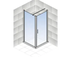 Duschtür mit Seitenwand mit Pendeltür SCHULTE TouraPlus ExpressPlus 80 x 80 cm Profil schwarz Klarglas schmutzabweisende Glasbeschichtung Türanschlag rechts