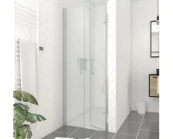 Duschtür in Nische mit Pendeltür Aurlane Silver Calm 80 x 200 cm Profil chrom Klarglas