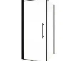 Duschtür mit Seitenwand mit Drehtür SCHULTE Alexa Style 2.0 ExpressPlus 80 x 80 cm Profil schwarz Klarglas schmutzabweisende Glasbeschichtung