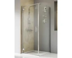 Duschtür mit Seitenwand mit Drehtür SCHULTE TouraPlus ExpressPlus 80 x 80 cm Profil chrom Klarglas schmutzabweisende Glasbeschichtung Türanschlag links Seitenwandanschlag rechts