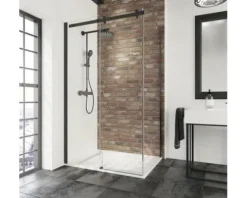 Duschtür mit Seitenwand SCHULTE Alexa Style 2.0 Black Style ExpressPlus 120 x 80 cm Profil schwarz Klarglas schmutzabweisende Glasbeschichtung Türanschlag links Seitenwandanschlag rechts
