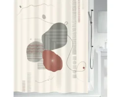 Duschvorhang spirella Teiva Textil 180 x 200 cm weiß/grau/braun