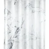 Duschvorhang Wenko Onyx Polyester (PES) Textil 180 x 200 cm grau marmoriert