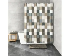 Duschvorhang Kleine Wolke Check beige Textil 180 x 200 cm