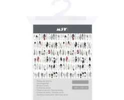 Duschvorhang MSV Graphic Design PEVA 180 x 200 cm rot schwarz transparent