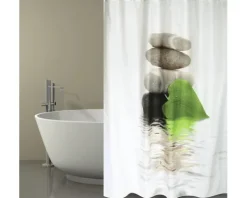 Duschvorhang MSV LINGGA Textil 180 x 200 cm grau grün schwarz weiß 149500
