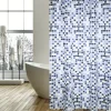 Duschvorhang MSV Mosaiko Textil 180 x 200 cm weiß/blau