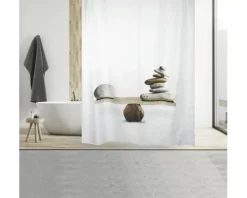 Duschvorhang MSV SPIRIT Textil 180 x 200 cm weiß grau 149503
