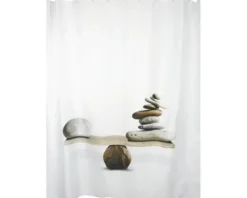 Duschvorhang MSV SPIRIT Textil 180 x 200 cm weiß grau 149503