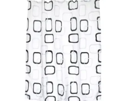 Duschvorhang MSV Vintage Textil 180 x 200 cm schwarz/weiß