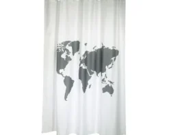 Duschvorhang MSV World Textil 180 x 200 cm weiß/grau