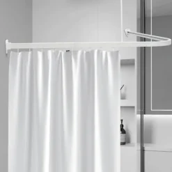 Duschvorhangschiene Weiss L - Form (90 x 170 cm)