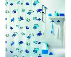 Duschvorhang spirella Hugo blue 180 x 200 cm