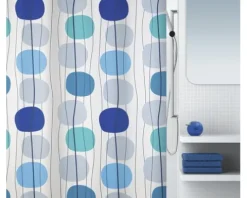 Duschvorhang spirella Mobile Textil 180 x 200 cm blau 10.16731
