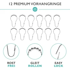 Duschvorhangstange L Form & Duschstange U Form 4 in 1 System inkl. 12 Ringe - Stabile Winkelstange Duschvorhang ohne Deckenhalterung - Duschstange Ecke Rostfrei - Duschvorhangstange Badewanne & Dusche