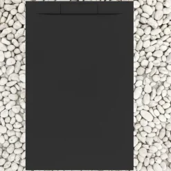 Duschwanne 170X100 cm schwarz Vulcano Line PLUS aus Harz und Marmorpulver mit Seitengitter aus MARMORESINA - FRASCIO