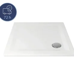 Duschwanne BREUER FlatLine Design Express Q72 Quadrat 90x90x3,5 cm 1288011000017 Ablauf