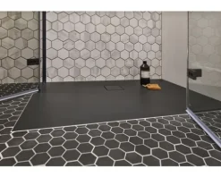 Duschwanne Mineralguss BREUER Modern Line Steinoptik anthrazit 90 x 90 cm
