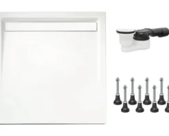 Duschwannen Komplettset SCHULTE Rinne ExpressPlus 90 x 90 x 2.5 cm alpinweiß glänzend EP202077 04 44