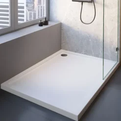 Duschwanne Set Schulte Adria 120x90/3 cm, weiß mit Fußgestell und Ablauf chrom