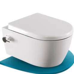 Dusch-WC spülrandlos Hänge WC Taharet Toilette inkl. Warm-Kalt-Mischer & WC-Sitz mit Absenkautomatik + abnehmbar Keramik inkl. Nanoversiegelung