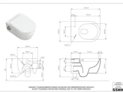 Dusch-WC spülrandlos Hänge WC Taharet Toilette inkl. Warm-Kalt-Mischer & WC-Sitz mit Absenkautomatik + abnehmbar Keramik inkl. Nanoversiegelung