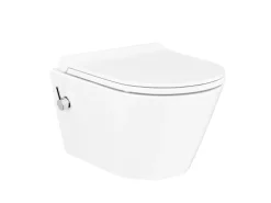 Dusch-WC Taharet Tiefspüler ohne Spülrand mit Hygienedusche weiß glänzend HygieneGlaze mit Soft Close WC-Sitz Kurzform 49cm