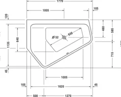 Eckbadewanne DURAVIT Paiova 5 130 x 177 cm weiß glatt 700394000000000